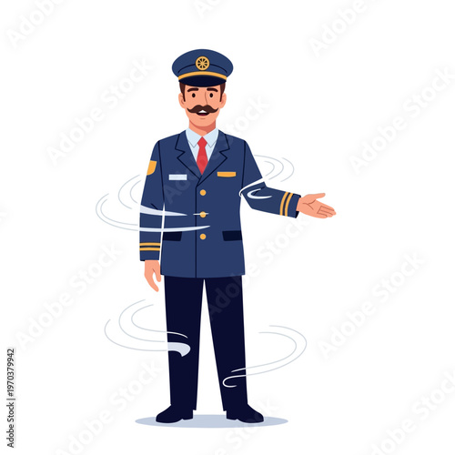 Cartoon Policeman in Uniform Standing.