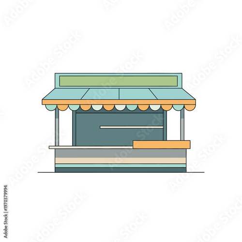 Cartoon Style Street Food Kiosk Illustration.