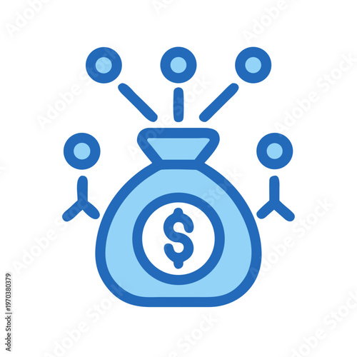Money bag with dollar sign and human figures for funding or crowd sourcing