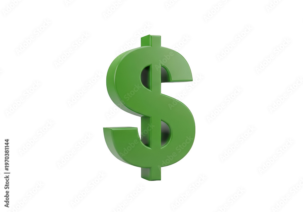 Obraz premium Green 3D dollar sign symbol on a black background currency money
