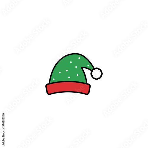 Green Christmas Santa Hat with Pom Pom.