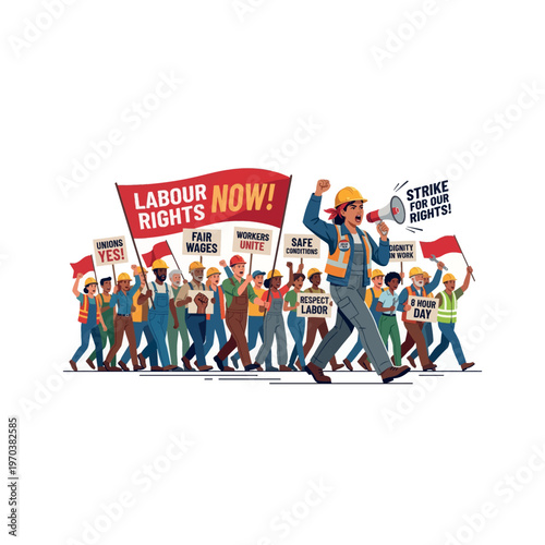 People protesting for labour rights now.