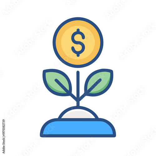 Money tree concept image illustrating financial growth and investment success icon design