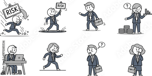 Business Risk and Decision-Making Icon Set for Entrepreneurs, Investors, and Finance Professionalsv