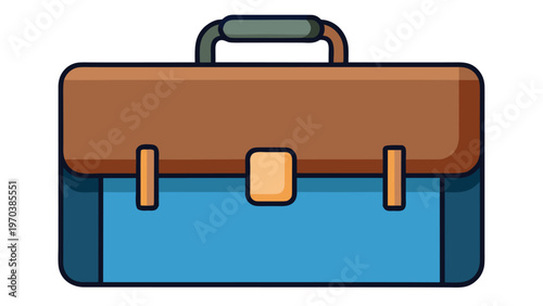 Brown and blue briefcase illustration, ideal for business, education, and travel concepts