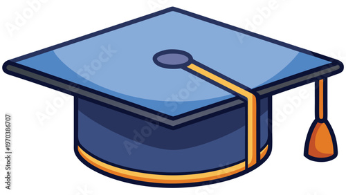 Blue graduation cap with yellow tassel, symbolizing academic achievement and educational success