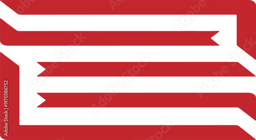 Set of wavy red ribbons and vertical pennant banners for festive graphic design and promotional marketing label elements.