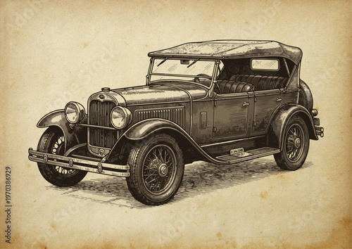 VINTAGE PAPERCUT STYLE JEEP ILLUSTRATION