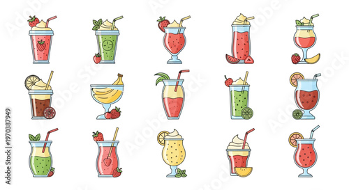 Colorful Cocktails with Various Garnishes.