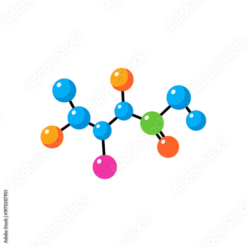 Colorful Molecule Model with Bonds.