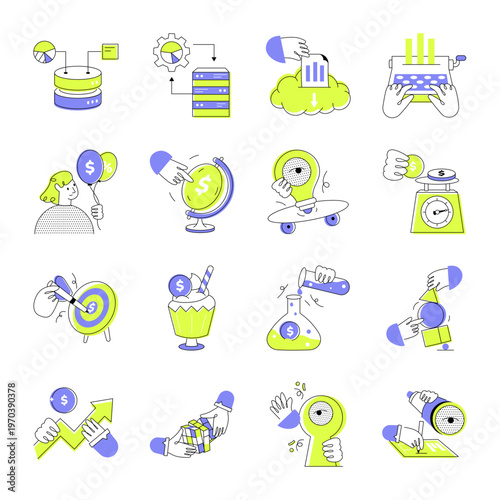 Pack of Data Science and Analytics Flat Style Icons 

