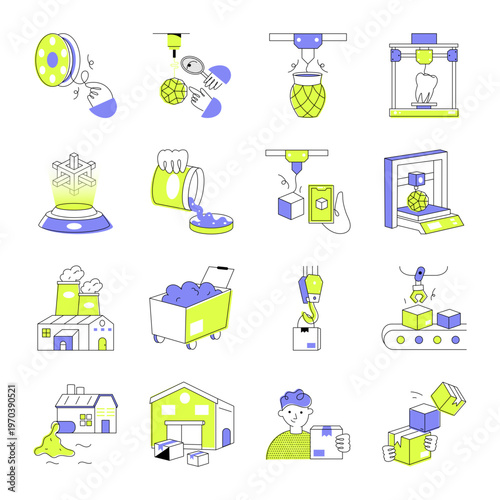 Pack of Hand Drawn Engineering and Manufacturing Icons 

