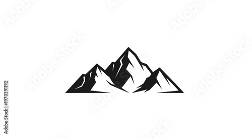 Black silhouette of mountain range landscape.