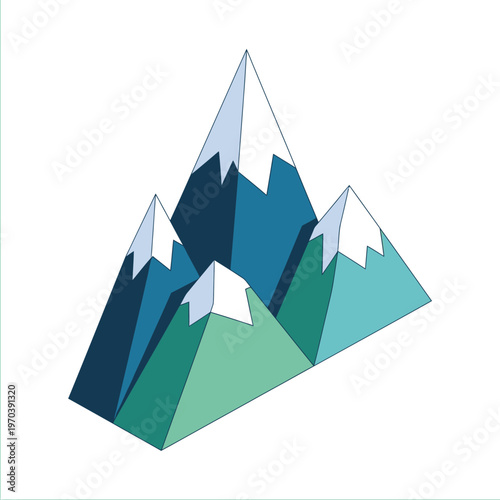 A stylized illustration of mountains.