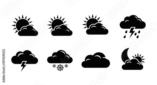 Weather icons set with various conditions.
