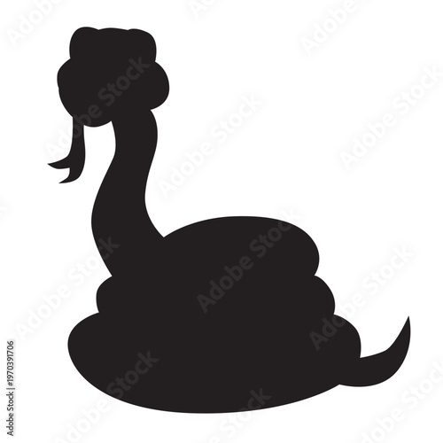 Black Silhouette of Coiled Snake