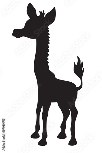 Silhouette of a Giraffe Calf