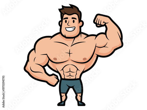 Cartoon Style Buff Man vector illustration