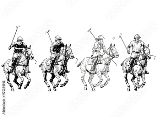 Equestrian polo athletes vector