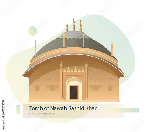 The Tomb of Nawab Rashid Khan - Mau Rashidabad near Kaimganj - Stock Illustration
