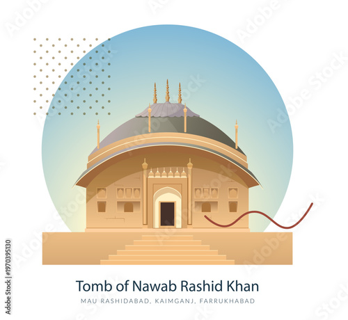 The Tomb of Nawab Rashid Khan - Mau Rashidabad near Kaimganj - Stock Illustration
