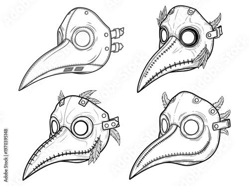 Plague doctor mask outline vector