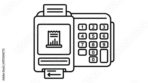 Simple black and white line drawing of a portable point of sale terminal