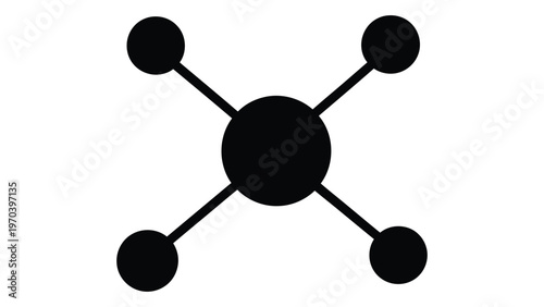 A minimalist graphic showing a central circle connected to four outer circles