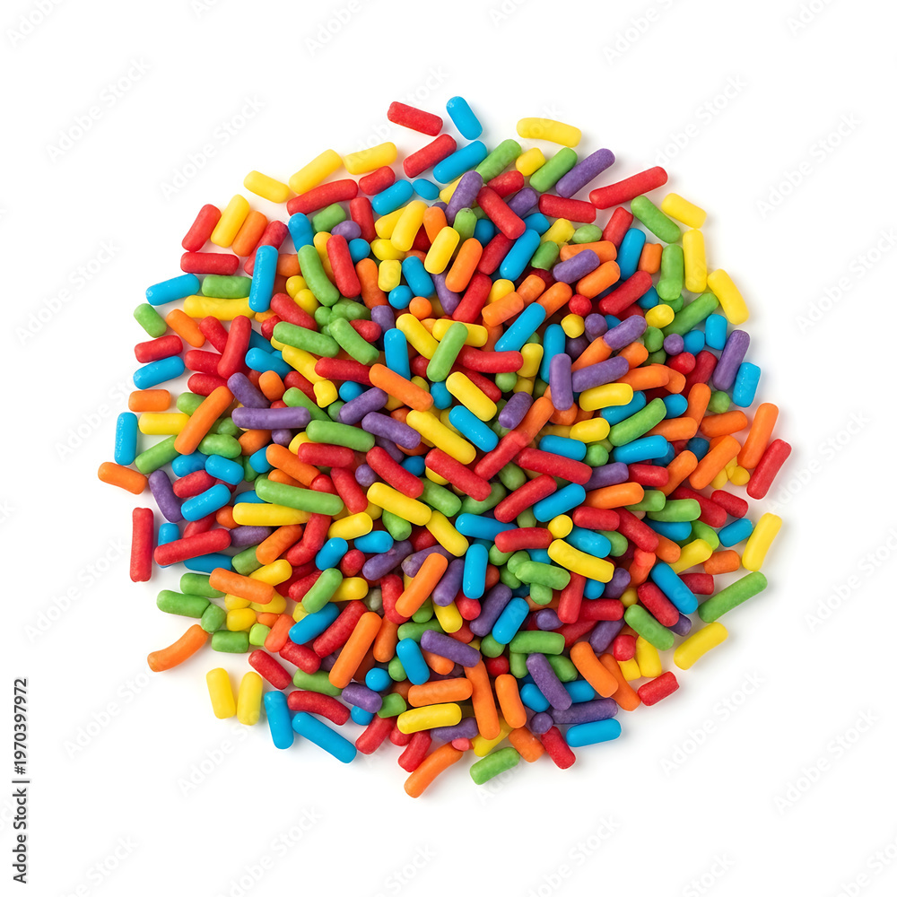 Fototapeta premium Colorful candy sprinkles isolated on white background, food decoration