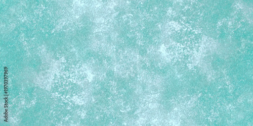 Abstract turquoise blue watercolor wash background with white mottled sponge texture and distressed grunge paper effect