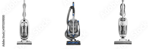 Foto Set of Modern Grey Vacuum Cleaner Isolated on White Background, PNG