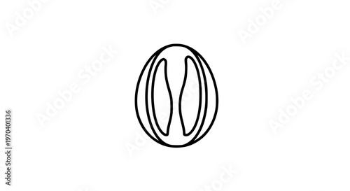 Nutmeg seed black white icon