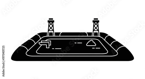 Stylized Illustration of an Industrial Water Treatment Facility.