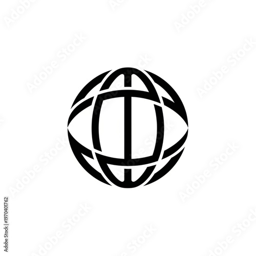 Stylized Globe Icon Representing Global Connectivity and Worldwide Communication.