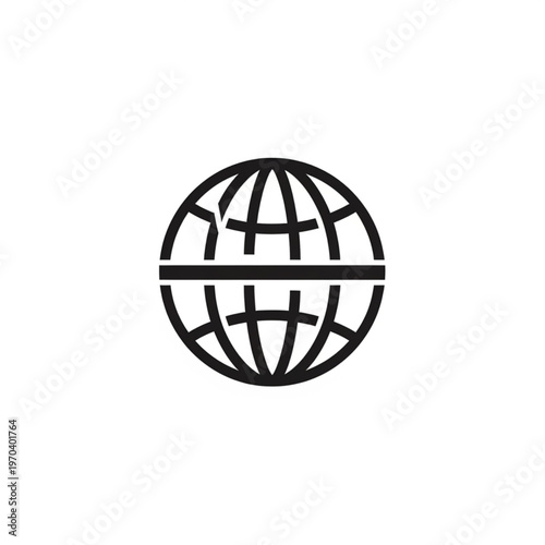Stylized Globe Icon with Horizontal Division and Grid Lines.