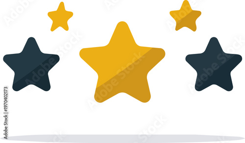 Five star rating star icon rating symbol yellow star dark star review concept feedback evaluation quality mark achievement success award rating