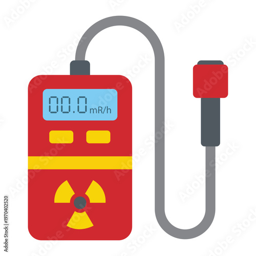 Radiation Detector: A vector illustration of a red radiation detector, highlighting its features and purpose in measuring and visualizing the invisible threat of radiation.