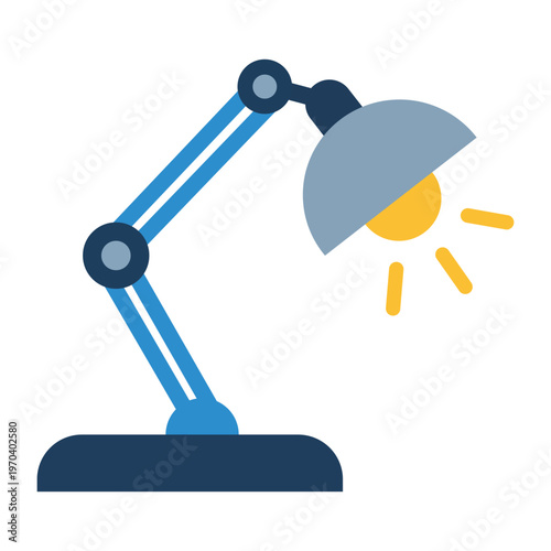 Modern Study Lamp: A sleek, minimalist illustration showcases a blue study lamp, illuminating with a warm, inviting glow, perfect for focused work or reading. 