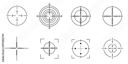 Precision Aim: A set of various crosshair designs, meticulously crafted to help enhance accuracy, inviting viewers to explore the focus of targets.