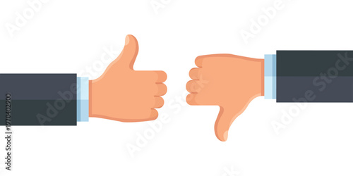 Thumbs Up and Down: A visual representation of approval and disapproval, depicted through a hand giving the thumbs up and the thumbs down.