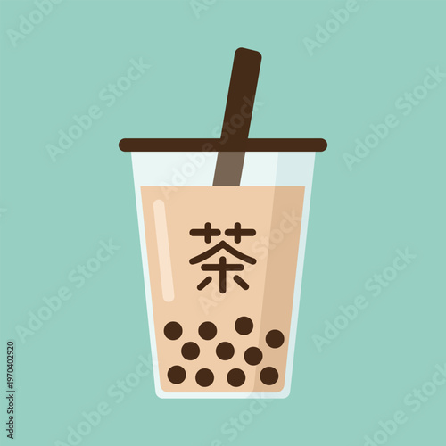 Bubble Tea Delight: An inviting depiction of bubble tea, with tapioca pearls floating in a refreshing, creamy base, ready to be enjoyed with a straw.