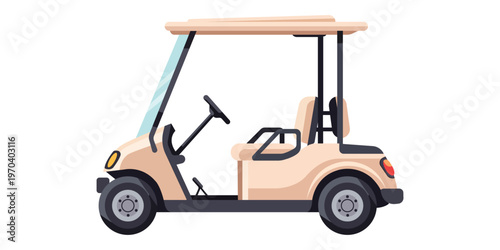 Golf Cart Illustration: A clean, modern illustration of a beige golf cart, perfect for leisurely travel around a golf course or resort.