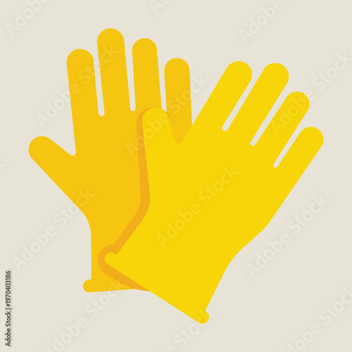 Pair of Yellow Gloves: Two vibrant yellow gloves rest against a light backdrop, signifying cleanliness, protection, and safety in various contexts.