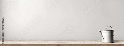 Wide Shot White Paper Watercolor Vintage Watering Can Negative