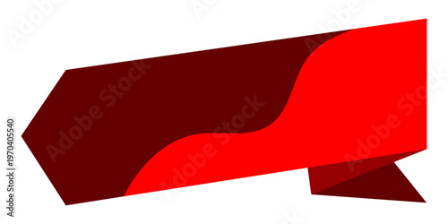 Professional Abstract Graphic Layout with a Stylish Red Ribbon Label and Clean White Backdrop Providing Ample Space for Custom Text and Company Branding Identity