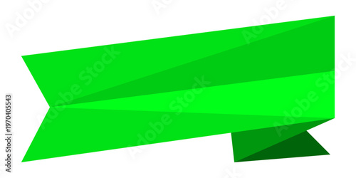 Modern Professional Abstract Web Banner with a Bold Green Origami Ribbon and Sleek Geometric Shapes for Corporate Branding and Creative Digital Identity Projects