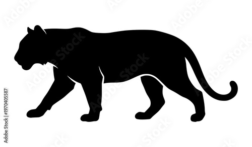 Tiger silhouette vector in walking pose wildlife animal illustration isolated on white background