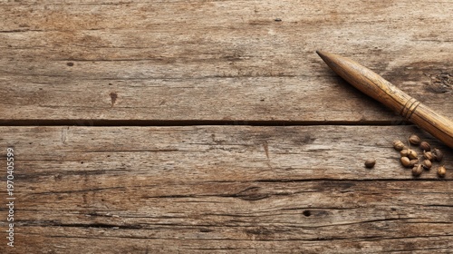 Empty Wooden Surface Wooden Garden Dibber Seeds Far Right