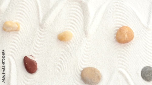 White sand and the stones in zen garden