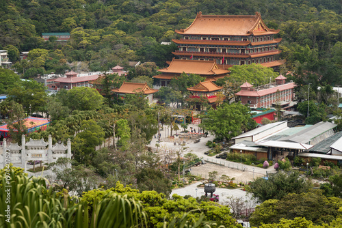 Canvas Print Po Lin Monastery complex on Lantau Island, Hong Kong, with the iconic multi-stor